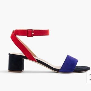 LAST CALL!! J Crew Suede Color Block Strappy Heels